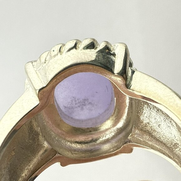 Judith Ripka Ring Purple Lavender Jade Cabochon Sterling Silver size 8 Oval 925 - Picture 12 of 14